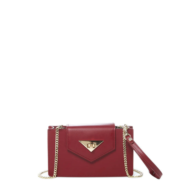 SUSU Mini Crossbody Bag Small Leather Burgundy Purse Wristlet Women's Handbag