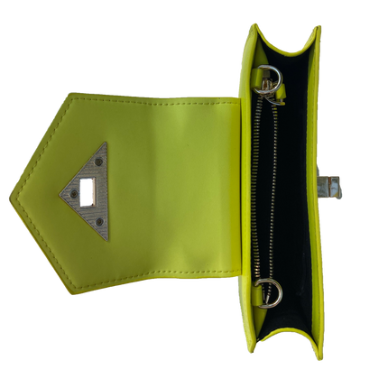 Bright Yellow Mini Crossbody Purse Chain Strap Leather Wristlet Women's Handbag