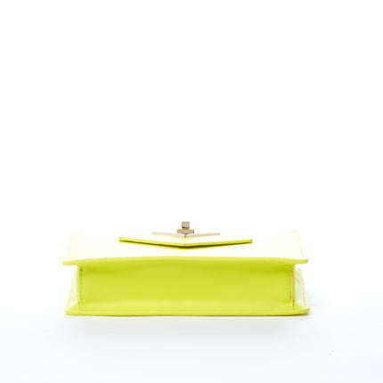 Bright Yellow Mini Crossbody Purse Chain Strap Leather Wristlet Women's Handbag
