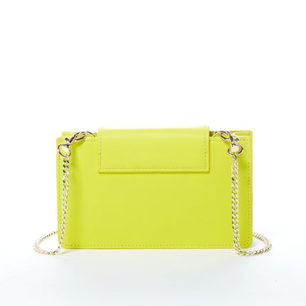 Bright Yellow Mini Crossbody Purse Chain Strap Leather Wristlet Women's Handbag