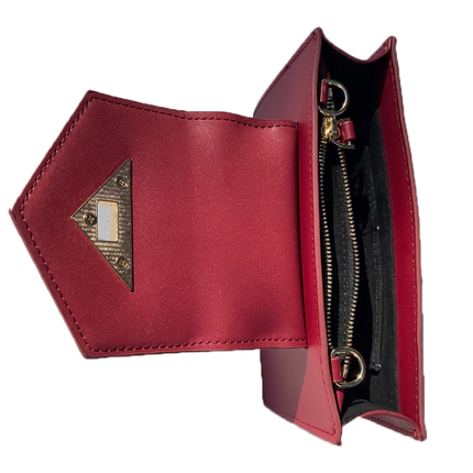 SUSU Mini Crossbody Bag Small Leather Burgundy Purse Wristlet Women's Handbag