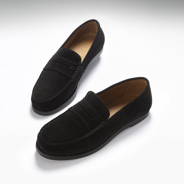 Boat Loafers, Black Suede