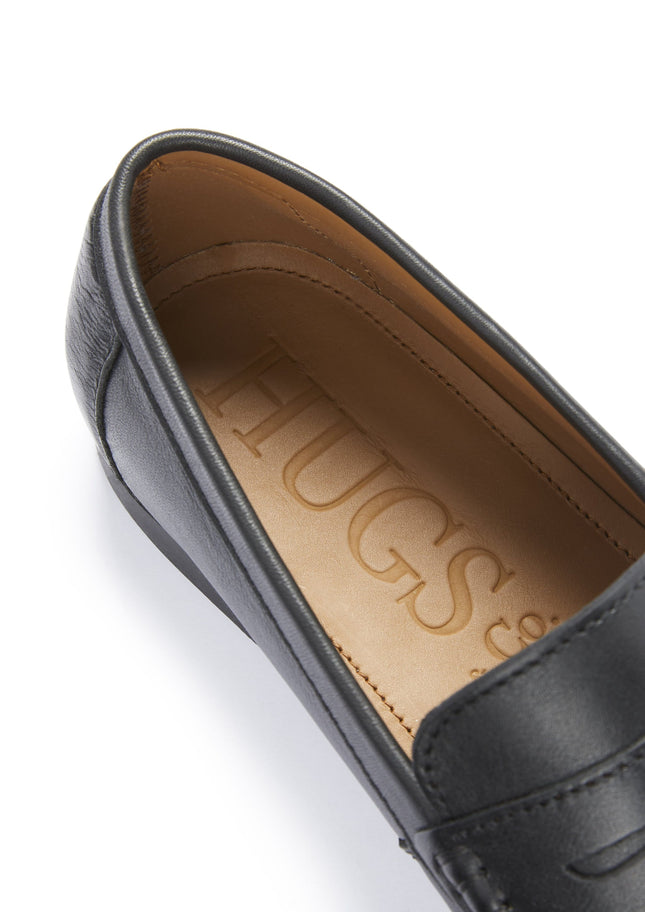 Boat Loafers, Black Leather