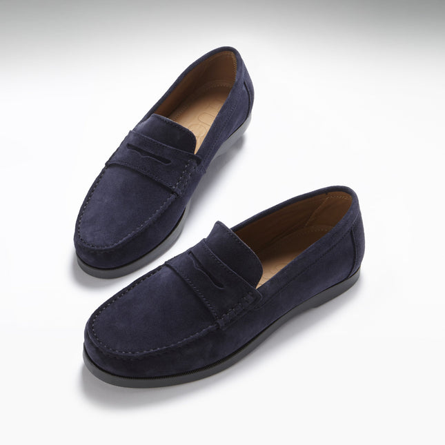 Boat Loafers, Navy Blue Suede