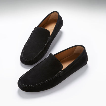 Driving Loafers, Black Suede