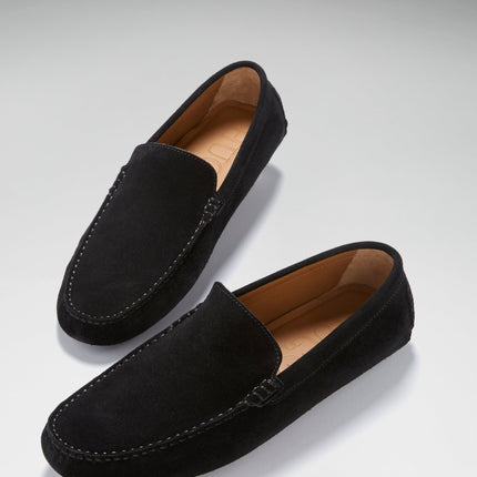 Driving Loafers, Black Suede