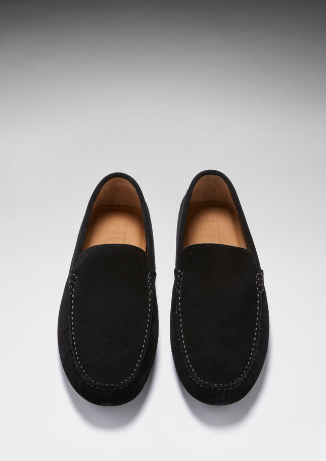 Driving Loafers, Black Suede
