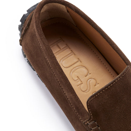 Tyre Sole Driving Loafers, Brown Suede