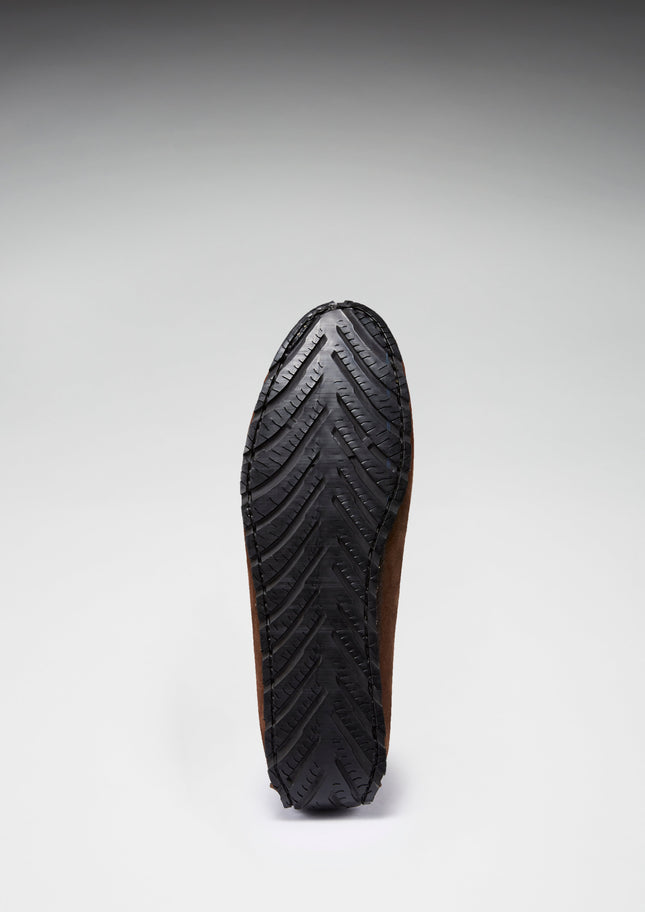 Tyre Sole Driving Loafers, Brown Suede