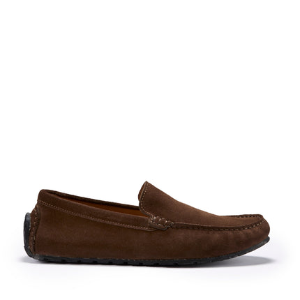 Tyre Sole Driving Loafers, Brown Suede