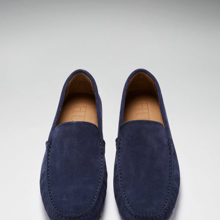 Tyre Sole Driving Loafers, Navy Blue Suede