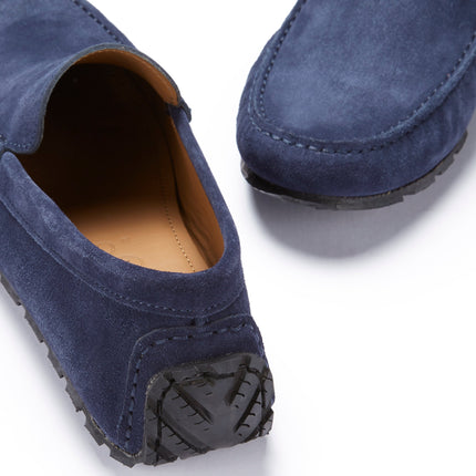 Tyre Sole Driving Loafers, Navy Blue Suede
