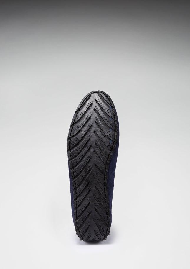Tyre Sole Driving Loafers, Navy Blue Suede