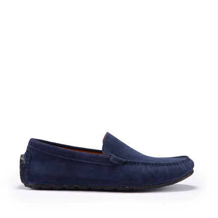 Tyre Sole Driving Loafers, Navy Blue Suede