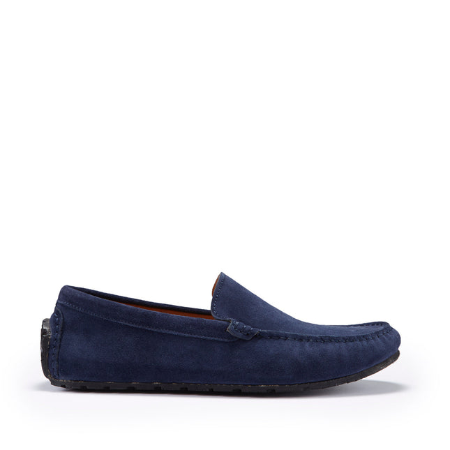 Tyre Sole Driving Loafers, Navy Blue Suede
