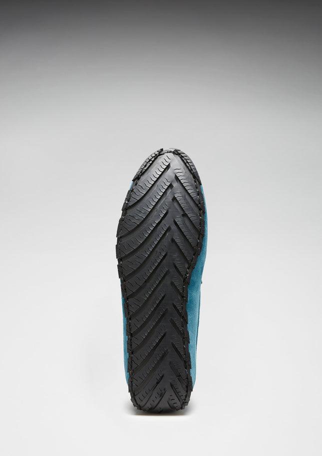 Tyre Sole Driving Loafers, Petrol Blue Suede
