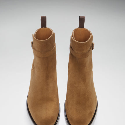 Tobacco Suede Jodhpur Boots, Welted Leather Sole