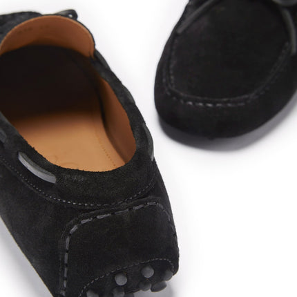 Laced Driving Loafers, Black Suede