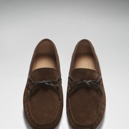 Laced Driving Loafers, Brown Suede