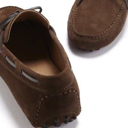 Laced Driving Loafers, Brown Suede