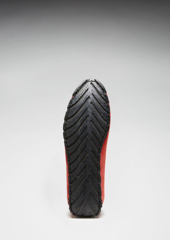 Tyre Sole Laced Driving Loafers, Red Suede