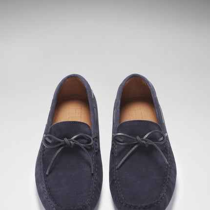 Laced Driving Loafers, Navy Blue Suede