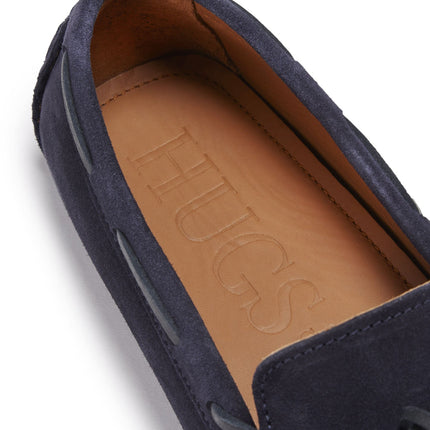 Laced Driving Loafers, Navy Blue Suede