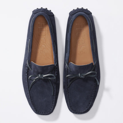 Laced Driving Loafers, Navy Blue Suede