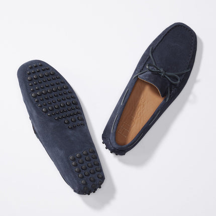 Laced Driving Loafers, Navy Blue Suede