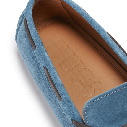 Laced Driving Loafers, Petrol Blue Suede