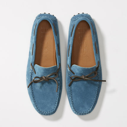 Laced Driving Loafers, Petrol Blue Suede