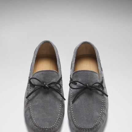 Laced Driving Loafers, Slate Grey Suede