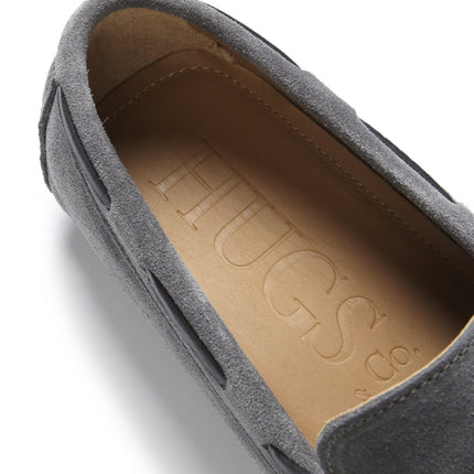 Laced Driving Loafers, Slate Grey Suede