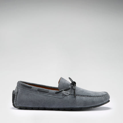 Tyre Sole Laced Driving Loafers, Slate Grey Suede