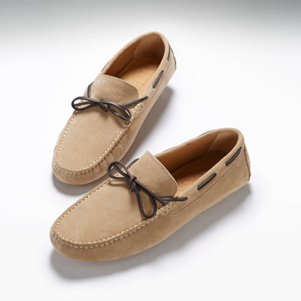 Laced Driving Loafers, Taupe Suede