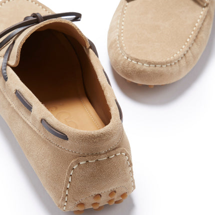Laced Driving Loafers, Taupe Suede