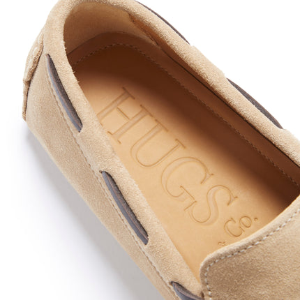 Laced Driving Loafers, Taupe Suede