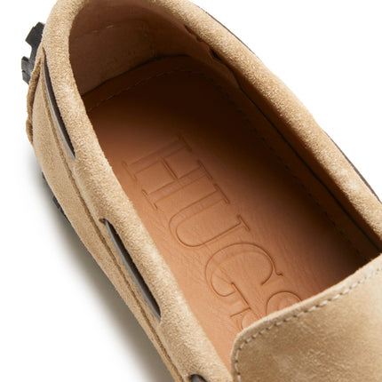 Tyre Sole Laced Driving Loafers, Taupe Suede