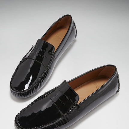 Penny Driving Loafers, Black Patent Leather