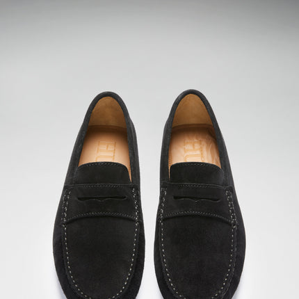 Penny Driving Loafers, Black Suede