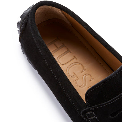 Tyre Sole Penny Driving Loafers, Black Suede