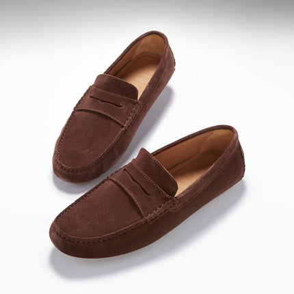 Penny Driving Loafers, Brown Suede
