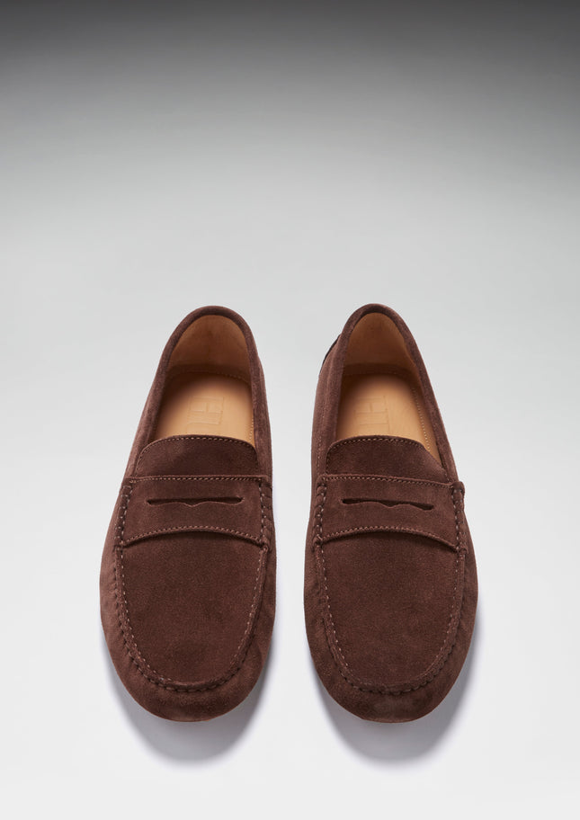 Penny Driving Loafers, Brown Suede