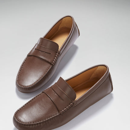 Penny Driving Loafers, Brown Leather