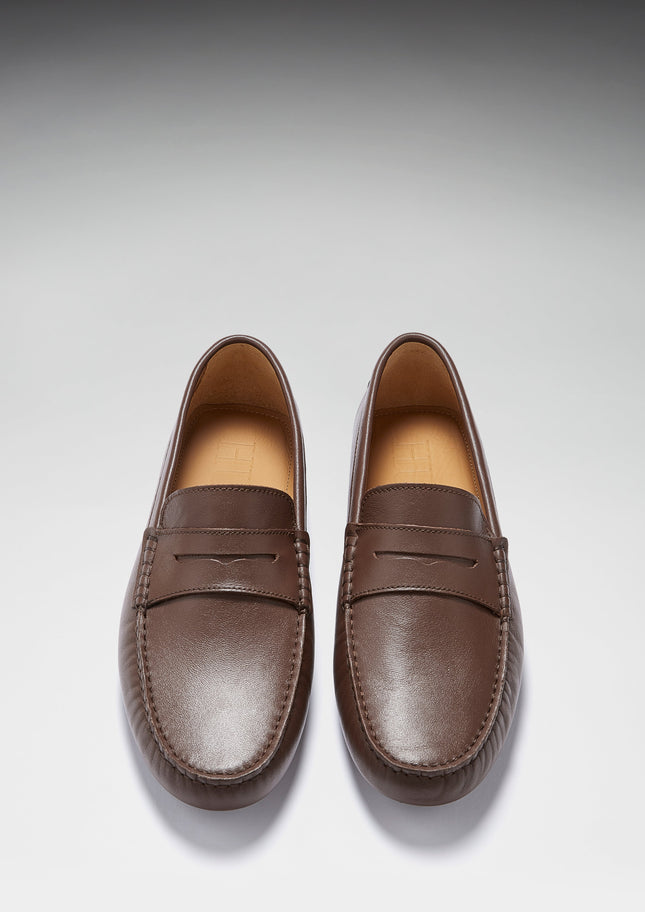 Penny Driving Loafers, Brown Leather