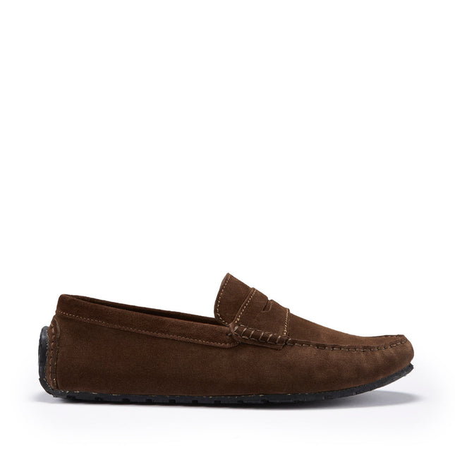 Tyre Sole Penny Driving Loafers, Brown Suede