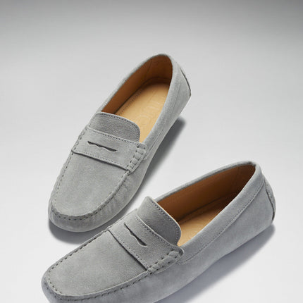 Penny Driving Loafers, Dove Grey Suede