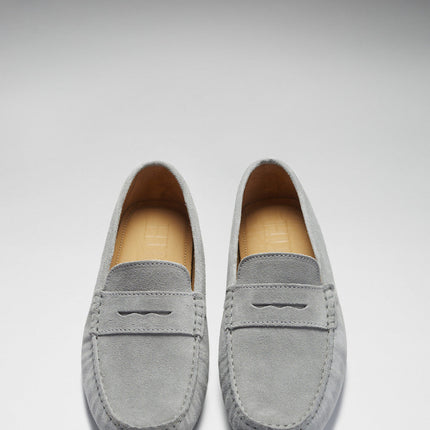 Penny Driving Loafers, Dove Grey Suede