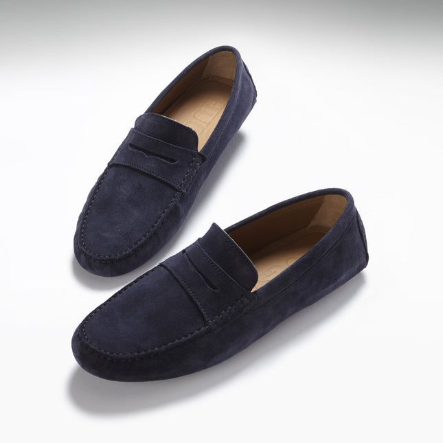 Penny Driving Loafers, Navy Blue Suede