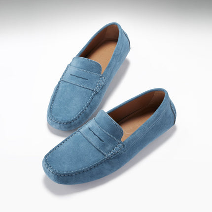 Penny Driving Loafers, Petrol Blue Suede